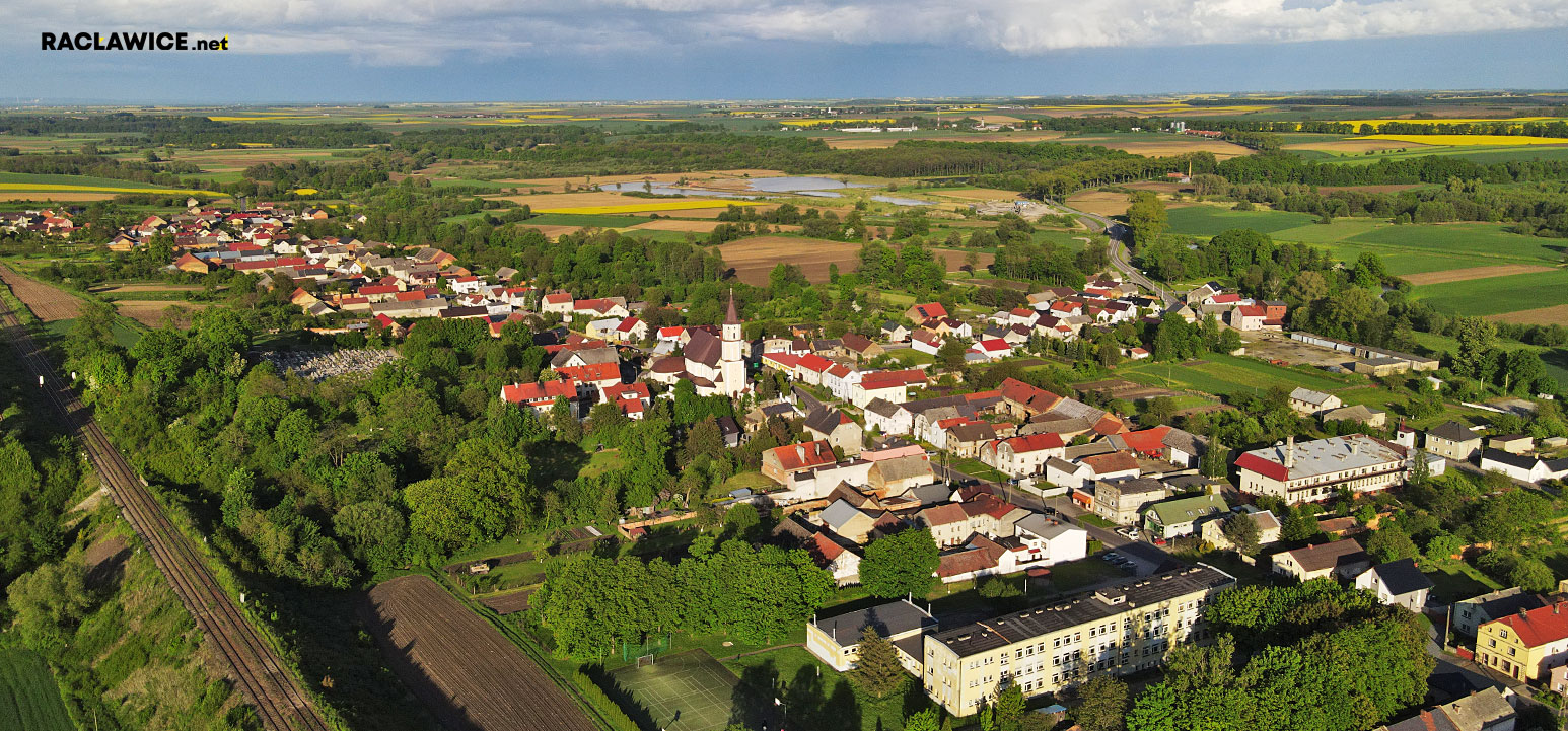 Panorama centralnej i wschodniej części Racławic Śląskich