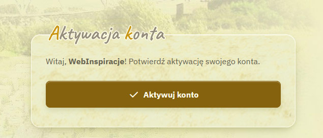 Zrzut ekranu: ekran aktywacji konta użytkownika